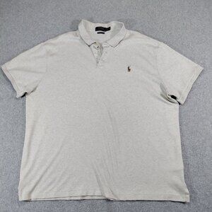 POLO Ralph Lauren Polo Shirt Mens XXL Custom Slim Fit Beige Flesh Pony Cotton